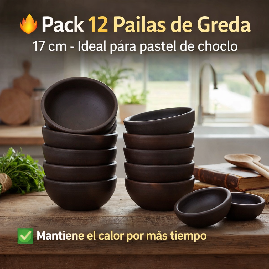 Pack 12 Pailas De Greda 17cm - Mantiene tu comida caliente por mas tiempo