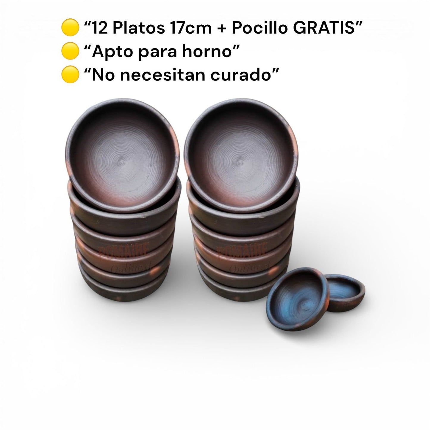 Pack 12 Platos De Greda 17cm - Mantiene tu comida caliente por mas tiempo